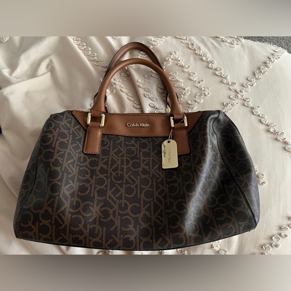 Calvin Klein Beige and Brown Monogram Interior, shoulder / tote bag